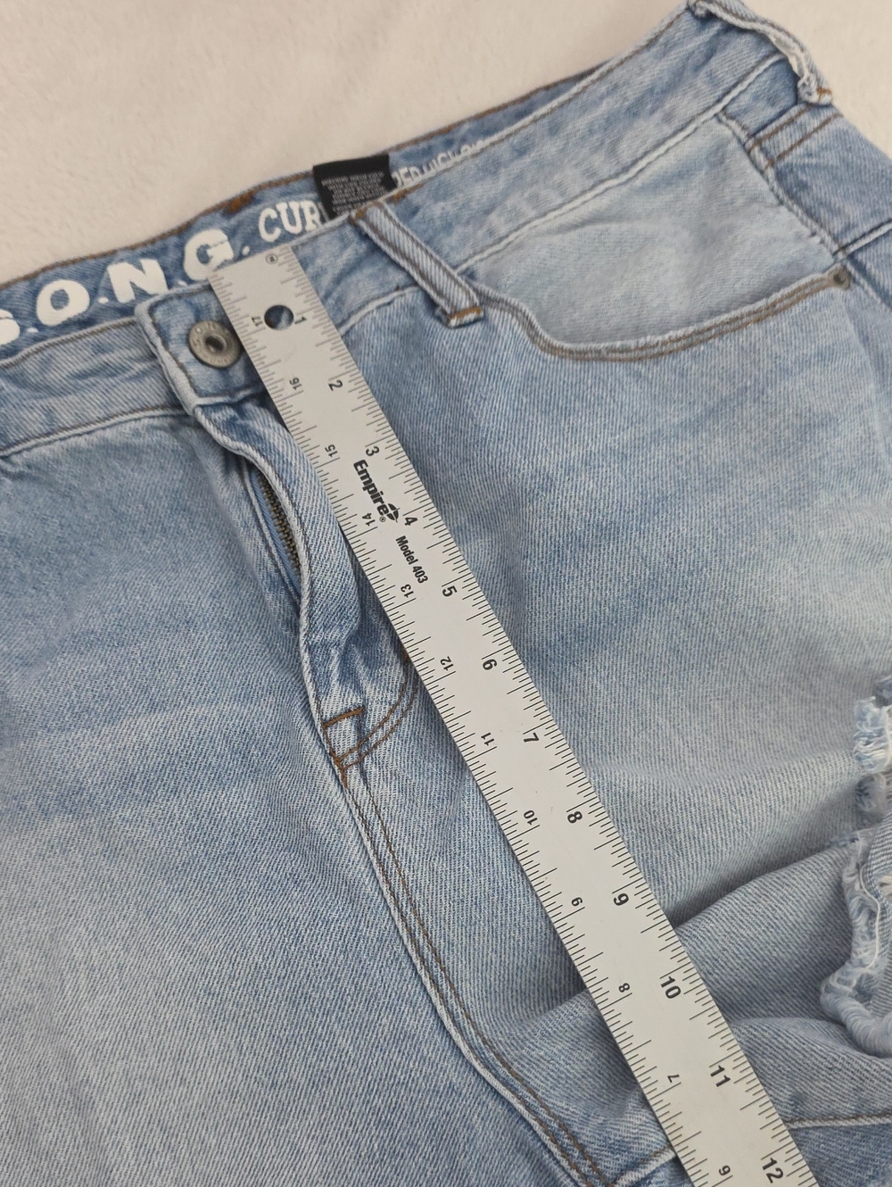 S.O.N.G. Super High Rise Curvy Distressed Denim Shorts Size 15/32 - Picture 11 of 11